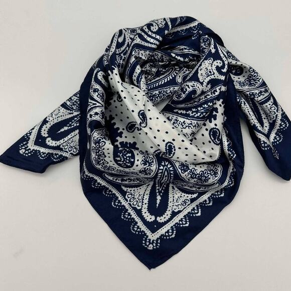 Blotted Navy Paisley Western Southwestern Wild Rag Scarf Accent - Picture 1 of 2